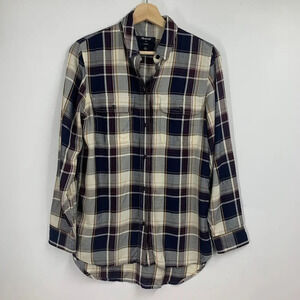 Madewell Women's Ex-Boyfriend Classic Plaid Button Up Long Sleeve Size XS‎